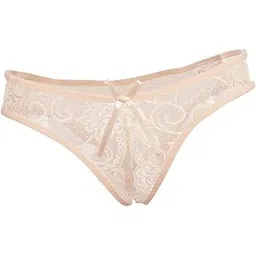 merishopp Womens Floral Lace Thong Underwear Crotchless Panties Lingerie Beige| Womens Clothing |Sleep |1 Piece Underwear For Women-picture-28