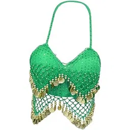 MERISHOPP®Sequin Crop Top Belly Dance Costume Bra Tops for Nightclub Performance Adult Green|Clothing, Shoes & Accessories | Adult Dancewear |1 Sequin Crop Top-picture-17