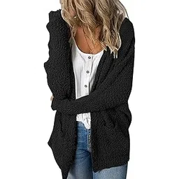 merokeety Women's Long Sleeve Soft Chunky Knit Sweater Open Front Cardigan Outwear Coat-picture-56