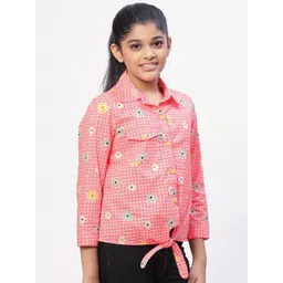 merrigo kidz CACA CINA Girls Coral Floral Print Cotton Shirt Style Top-picture-13