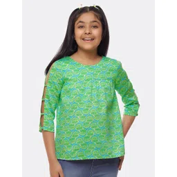 merrigo kidz CACA CINA Lime Green Floral Print Top-picture-16