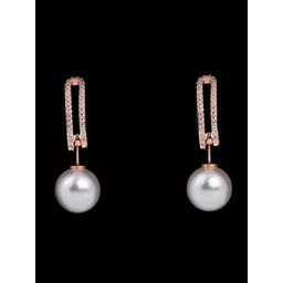 Mesmerize 4 in 1Stainless Steel Rose Gold-Plated Stones Studded & Pearls Drop Earrings-picture-10
