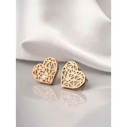 Mesmerize Stainless Steel Rose Gold-Plated Mother Of Pearls Studded Heart Shaped Studs-picture-13