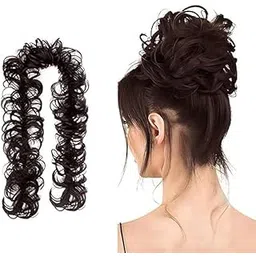 Messy Hair Frill Extension for Women & Girls - Premium Braid Ponytail Hair Accessories - Brown - 1 Pc-picture-11