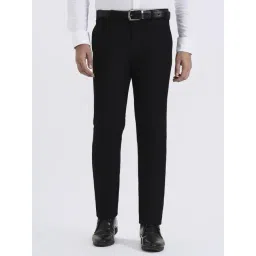 Metal Black Slim Fit Solid Formal Trousers-picture-43