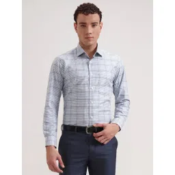 Metal Blue Cotton Slim Fit Checked Shirt-picture-37