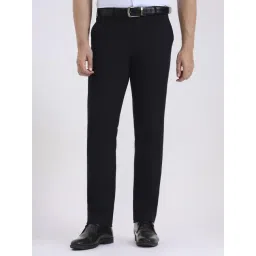 Metal Blue Slim Fit Solid Formal Trousers-picture-14