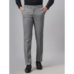 Metal Dark Grey Rayon Slim Fit Trousers-picture-34