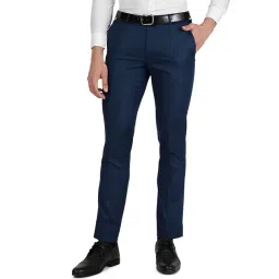 Metal Navy Blue Slim Fit Trousers-picture-21