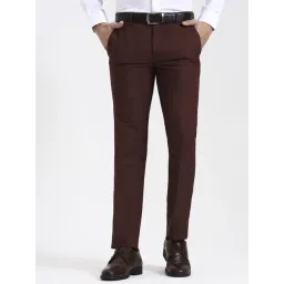 Metal Rust Slim Fit Solid Formal Trousers-picture-11