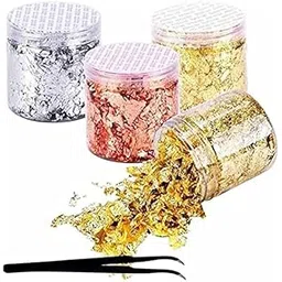 Metallic Foil Flakes for Arts and Crafts, Imitation Leaf Decorative Piece (Silver)-picture-23