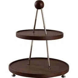 metalsmith Elegant Medium Cake Stand To Serve Cupcakes & Desserts For Gatherings, Wooden Cake Server-picture-27