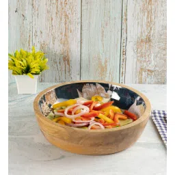 metalsmith Floral Decal Design 1000ml Solid Wood Serving Bowl-picture-32