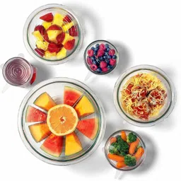 metreno Silicone Bowl Cover, Reusable Silicone lids for Bowls Stretchable, 6 Different Sizes of lid for Microwave Vessel Cover lid Set for Cups Mugs (Round Design Lid (6 Pcs)) 7 inch Lid Set-picture-10