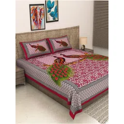 METRO LIVING Pink 104 TC Queen Bedsheet with 2 Pillow Covers-picture-36