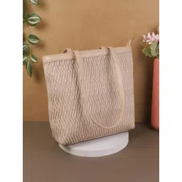 Metro Beige Textured Medium Tote Bag-picture-30