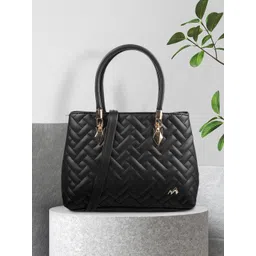 Metro Black Quilted Structured Handheld Bag-picture-10