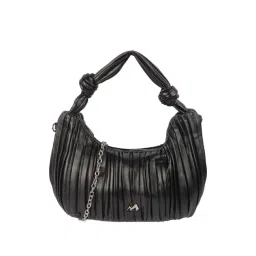 Metro Black Textured Medium Hobo Handbag-picture-24