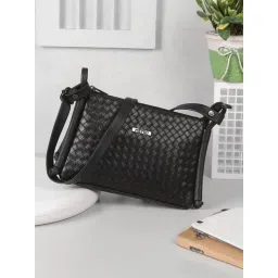 Metro Black Textured Medium Sling Handbag-picture-47