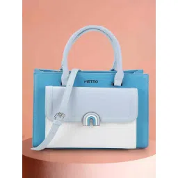 Metro Blue Color Block Medium Satchel-image-28