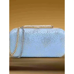 Metro Blue Embellished Small Clutch-image-42
