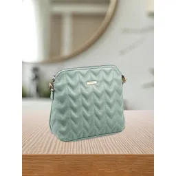 Metro Green Textured Structured Sling Bag with Quilted-picture-28