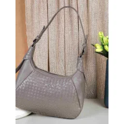 Metro Grey Textured Large Shoulder Handbag-picture-25