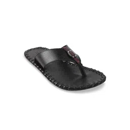 Metro Men Black Leather Comfort Sandals image 1
