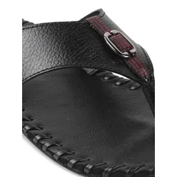 Metro Men Black Leather Comfort Sandals image 3