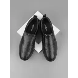 Metro Men Black Leather Slip-On Sneakers-picture-30