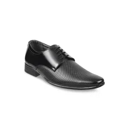 Metro Men Black Textured Leather Formal Derbys-picture-18