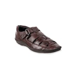 Metro Men Brown Leather Fisherman Sandals-picture-30
