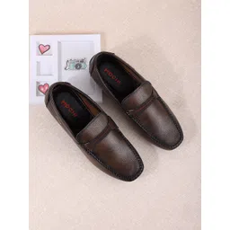 Metro Men Brown Leather Loafers-picture-41