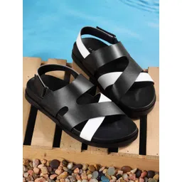 Metro Men Leather Slip-On Medium Cushioning Velcro Comfort Sandals-picture-12