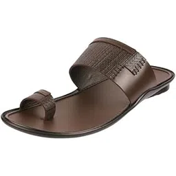 metro Men Leather Textured Strap Casual Chappal-picture-13