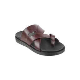 Metro Men Maroon & Black Leather Comfort Sandals-picture-26