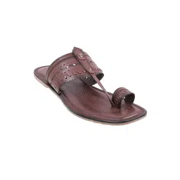 Metro Men Maroon Leather Comfort Sandals-picture-42