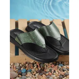 Metro Men Printed Leather Comfort Sandals-picture-31