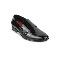 Metro Men Solid Buckle Leather Formal Monk Shoes-picture-30