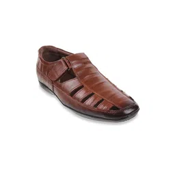 Metro Men Tan Brown Leather Shoe-Style Sandals-picture-16