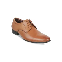 Metro Men Tan Brown Solid Leather Formal Derbys-picture-17
