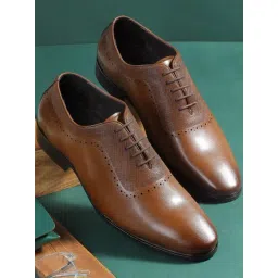 Metro Men Tan Derby Shoes-picture-11