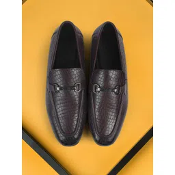 Metro Men Textured Leather Formal Loafers-picture-37