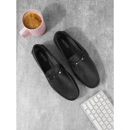 Metro Men Textured Leather Loafers-picture-25