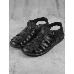 Metro Men's Black Ankle Strap Sandals-picture-17