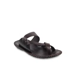 Metro Men's Brown Cross Strap Sandals-picture-34