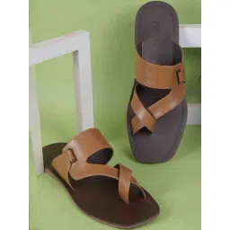 Metro Men's Brown Cross Strap Sandals-picture-40