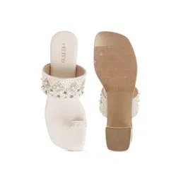 Metro Women Beige Block Heels image 2