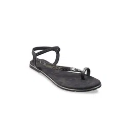 Metro Women Black Embellished One Toe Flats-picture-32