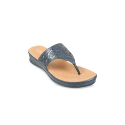 Metro Women Blue Embellished Open Toe Flats with Laser Cuts-picture-16